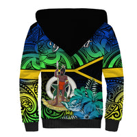 Personalised Malampa Day Sherpa Hoodie Vanuatu Flowers with Malampa Emblem Tribal Pattern LT9 - Polynesian Pride
