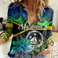 personalised-malampa-day-women-casual-shirt-vanuatu-flowers-with-malampa-emblem-tribal-pattern