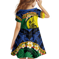 Melanesian New Caledonia Kid Short Sleeve Dress Plumeria Kagu Bird and Nautilus Shell LT9 - Polynesian Pride