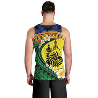 Melanesian New Caledonia Men Tank Top Plumeria Kagu Bird and Nautilus Shell