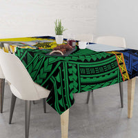 Melanesian New Caledonia Tablecloth Plumeria Kagu Bird and Nautilus Shell