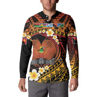 Melanesian Papua New Guinea Button Sweatshirt Plumeria Bird of Paradise Tribal