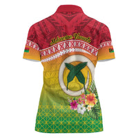 Melanesian Ni-Vanuatu Women Polo Shirt Sea Turtle with Sand Drawing Pattern