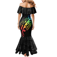 Personalised New Zealand Wellington Pride Family Matching Mermaid Dress and Hawaiian Shirt Maori Fern with Pride Flag 2024 LT9 - Polynesian Pride
