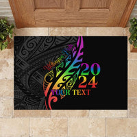 Personalised New Zealand Wellington Pride Rubber Doormat Maori Fern with Pride Flag 2024