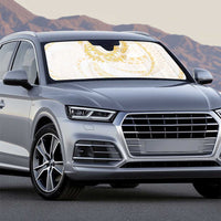 Aloha Lei Onaona Auto Sun Shade Beige Hawaiian Tribal Pattern - Polynesian Pride