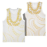 Aloha Lei Onaona Basketball Jersey Beige Hawaiian Tribal Pattern - Polynesian Pride