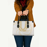 Aloha Lei Onaona Leather Bag Beige Hawaiian Tribal Pattern - Polynesian Pride