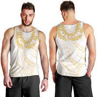 Aloha Lei Onaona Men Tank Top Beige Hawaiian Tribal Pattern
