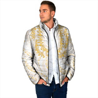Aloha Lei Onaona Padded Jacket Beige Hawaiian Tribal Pattern - Polynesian Pride