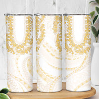 Aloha Lei Onaona Skinny Tumbler Beige Hawaiian Tribal Pattern