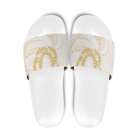 Aloha Lei Onaona Slide Sandals Beige Hawaiian Tribal Pattern - Polynesian Pride