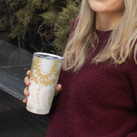 Aloha Lei Onaona Tumbler Cup Beige Hawaiian Tribal Pattern LT9 - Polynesian Pride