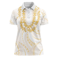 Aloha Lei Onaona Women Polo Shirt Beige Hawaiian Tribal Pattern