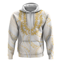 Aloha Lei Onaona Zip Hoodie Beige Hawaiian Tribal Pattern