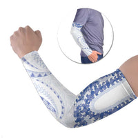 Aloha Lei Onaona Arm Sleeves Navy Blue Hawaiian Tribal Pattern - Polynesian Pride