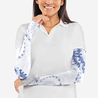 Aloha Lei Onaona Arm Sleeves Navy Blue Hawaiian Tribal Pattern - Polynesian Pride