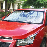 Aloha Lei Onaona Auto Sun Shade Navy Blue Hawaiian Tribal Pattern - Polynesian Pride