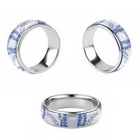 Aloha Lei Onaona Classic Ring Navy Blue Hawaiian Tribal Pattern - Polynesian Pride