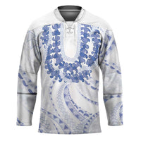 Aloha Lei Onaona Hockey Jersey Navy Blue Hawaiian Tribal Pattern LT9 Unisex Blue - Polynesian Pride