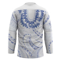 Aloha Lei Onaona Hockey Jersey Navy Blue Hawaiian Tribal Pattern - Polynesian Pride
