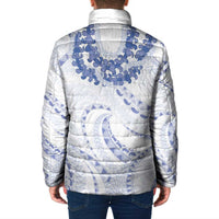Aloha Lei Onaona Padded Jacket Navy Blue Hawaiian Tribal Pattern - Polynesian Pride