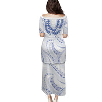 Aloha Lei Onaona Puletasi Navy Blue Hawaiian Tribal Pattern