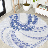 Aloha Lei Onaona Round Carpet Navy Blue Hawaiian Tribal Pattern