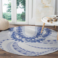 Aloha Lei Onaona Round Carpet Navy Blue Hawaiian Tribal Pattern