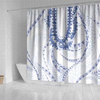 Aloha Lei Onaona Shower Curtain Navy Blue Hawaiian Tribal Pattern