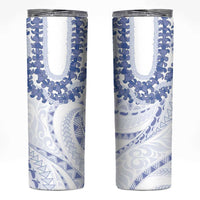 Aloha Lei Onaona Skinny Tumbler Navy Blue Hawaiian Tribal Pattern