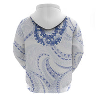 Aloha Lei Onaona Zip Hoodie Navy Blue Hawaiian Tribal Pattern