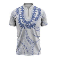 Aloha Lei Onaona Zipper Polo Shirt Navy Blue Hawaiian Tribal Pattern - Polynesian Pride