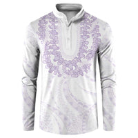 Aloha Lei Onaona Button Sweatshirt Purple Hawaiian Tribal Pattern