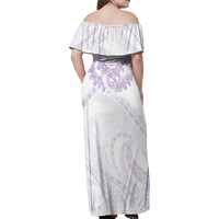 Aloha Lei Onaona Family Matching Off Shoulder Maxi Dress and Hawaiian Shirt Purple Hawaiian Tribal Pattern