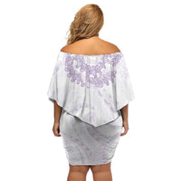 Aloha Lei Onaona Family Matching Off Shoulder Short Dress and Hawaiian Shirt Purple Hawaiian Tribal Pattern