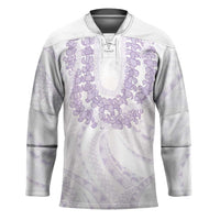 Aloha Lei Onaona Hockey Jersey Purple Hawaiian Tribal Pattern - Polynesian Pride