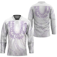 Aloha Lei Onaona Hockey Jersey Purple Hawaiian Tribal Pattern - Polynesian Pride