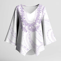 Aloha Lei Onaona Kimono Sleeve Blouse Purple Hawaiian Tribal Pattern - Polynesian Pride