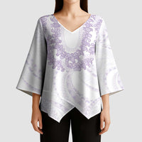 Aloha Lei Onaona Kimono Sleeve Blouse Purple Hawaiian Tribal Pattern - Polynesian Pride