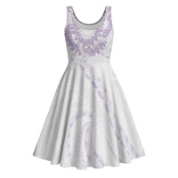 Aloha Lei Onaona Midi Dress Purple Hawaiian Tribal Pattern - Polynesian Pride