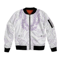 Aloha Lei Onaona Sleeve Zip Bomber Jacket Purple Hawaiian Tribal Pattern