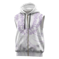 Aloha Lei Onaona Sleeveless Zip Hoodie Purple Hawaiian Tribal Pattern - Polynesian Pride
