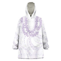 Aloha Lei Onaona Wearable Blanket Hoodie Purple Hawaiian Tribal Pattern
