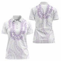 Aloha Lei Onaona Women Polo Shirt Purple Hawaiian Tribal Pattern