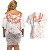 Aloha Lei Onaona Couples Matching Off Shoulder Short Dress and Hawaiian Shirt Red Hawaiian Tribal Pattern