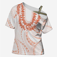 Aloha Lei Onaona Cross Shoulder Shirt Red Hawaiian Tribal Pattern - Polynesian Pride