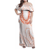 Aloha Lei Onaona Family Matching Off Shoulder Maxi Dress and Hawaiian Shirt Red Hawaiian Tribal Pattern