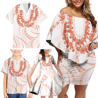 Aloha Lei Onaona Family Matching Off Shoulder Short Dress and Hawaiian Shirt Red Hawaiian Tribal Pattern