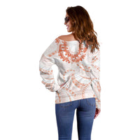 Aloha Lei Onaona Off Shoulder Sweater Red Hawaiian Tribal Pattern LT9 - Polynesian Pride